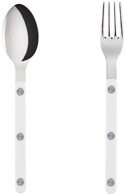 사브르 티스푼 + 케이크 포크 세트, 샤이니 + 화이트, 스푼 + 포크, 1세트