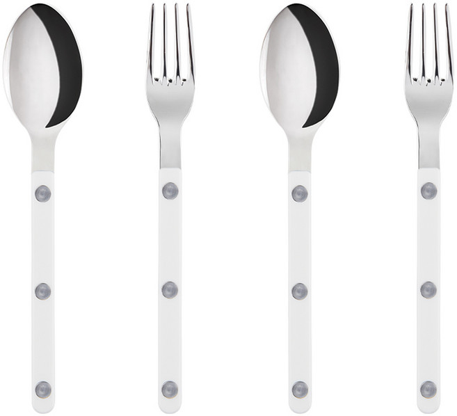 사브르 샤이니 티스푼 + 케이크 포크 세트, 화이트, 유아동 스푼 + 유아동 포크, 2세트