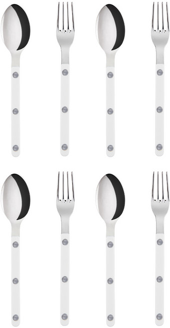 사브르 샤이니 커트러리 세트, 화이트, 티 스푼 4p + 케이크 포크 4p, 1세트