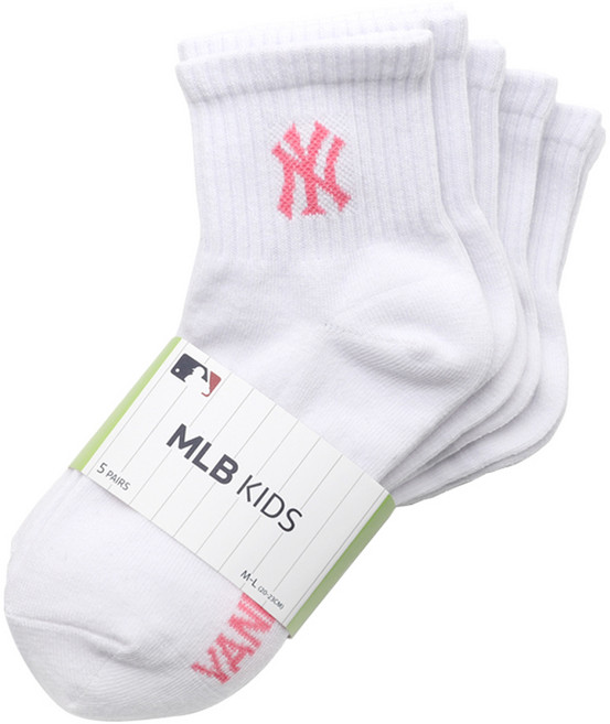 뉴욕양키스 엠엘비 아동용 빅로고 중목 양말 5켤레 세트