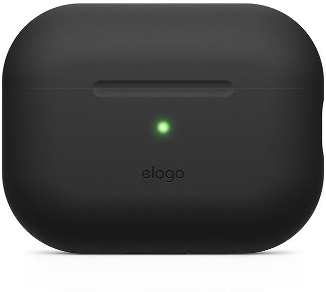 엘라고 실리콘 베이직 케이스 전 케이블 호환, 에어팟프로2, 블랙, 1개