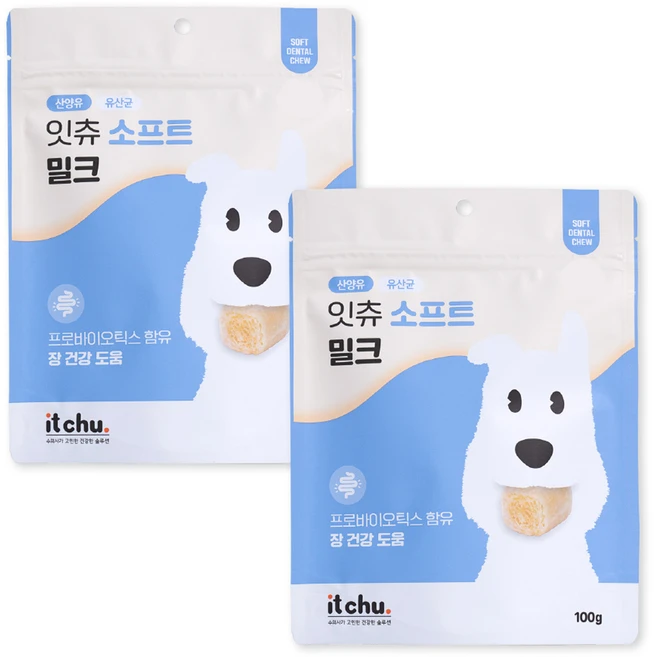 잇츄 강아지 소프트 껌, 산양유, 100g, 2개 - 쿠팡