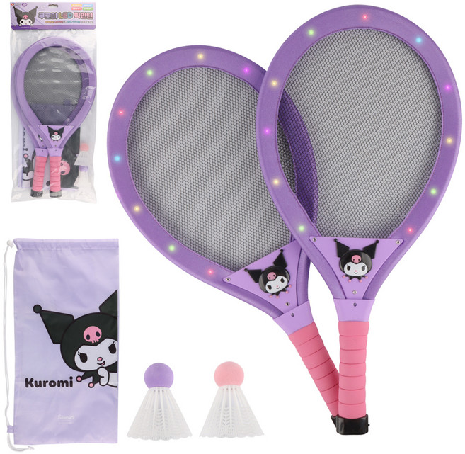 BUNNYLAND 三麗鷗角色LED羽球拍 2支組, 酷洛米款, 1組
