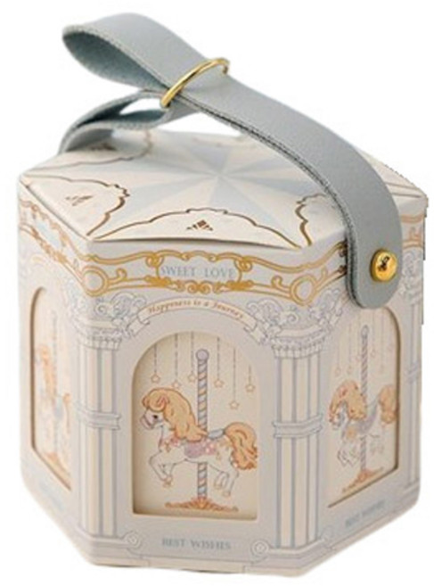 이홈베이킹 가죽손잡이 육각상자 0908, 목마블루, 5개