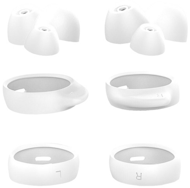 스페이스쉴드 갤럭시 버즈 FE 호환 윙팁 돌출형 2p + 심플형 2p + 이어팁 3종 x 2p 세트, 화이트, 1세트