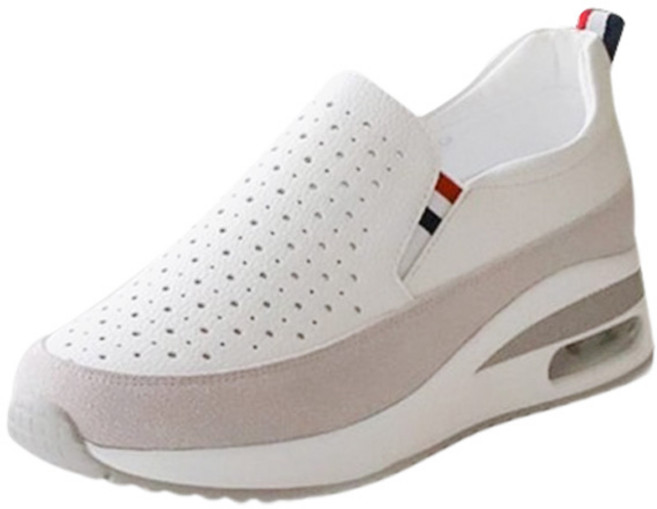 트리샤 여성용 가죽 라텍스 에어쿠션 펀칭 슬립온 BKP479