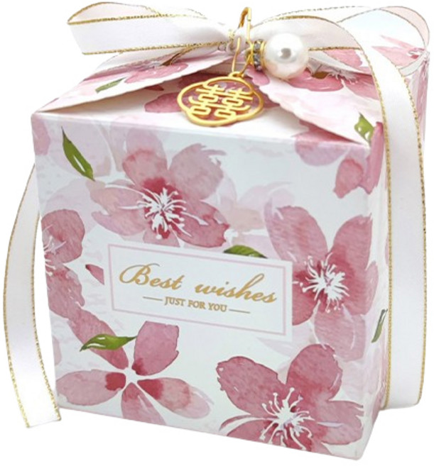 이홈베이킹 레이스 핑크 벚꽃 상자 10p + 리본 10p 세트, 혼합색상, 1세트