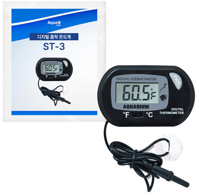 아쿠아비 수족관 디지털 흡착 온도계 ST-3, 1개