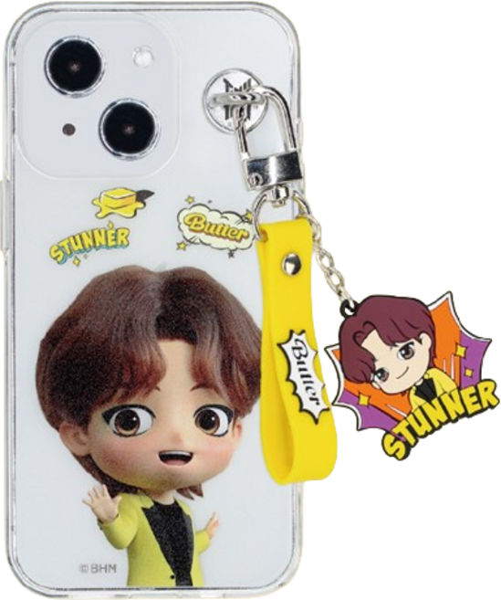 BTS 캐릭터 피규어 키링 투명 휴대폰 케이스 버터 3D