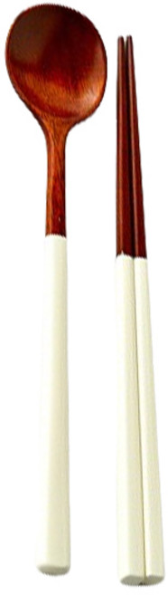 모던하우스 자연 옻칠 둥근헤드 수저세트, 숟가락 + 젓가락, 아이보리, 1세트