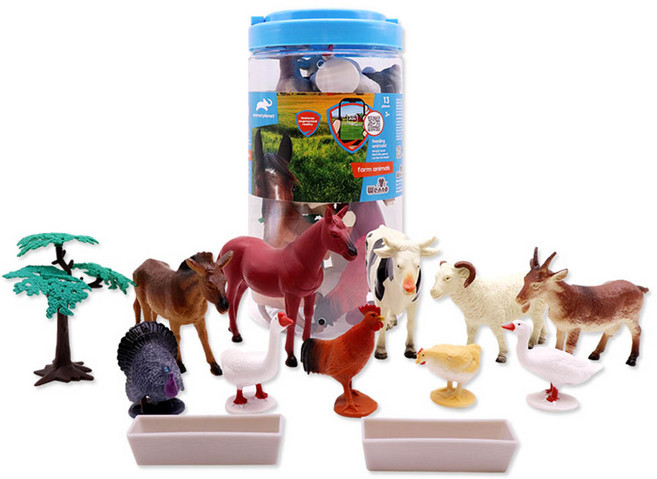 애니멀플래닛 슬림 버켓 농장 동물 피규어 13p, 1세트