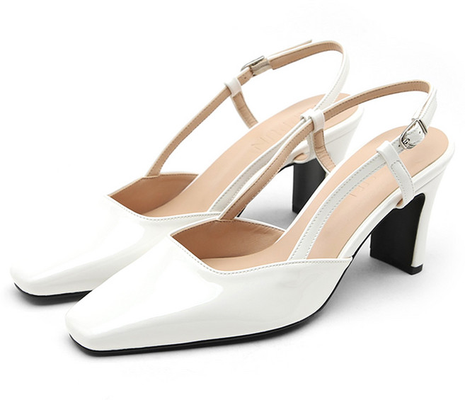 사뿐 여성용 이로베 에나멜 스퀘어 슬링백힐 7cm