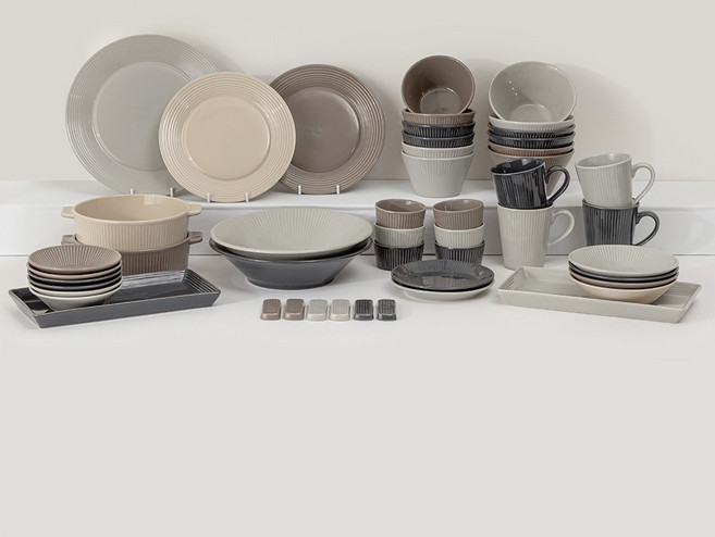 메종오브제 로얄베일 라이닝 6인 식기 세트 45p, 크림그레이, 모카, 챠콜, 쉘베이지, 12종, 1세트