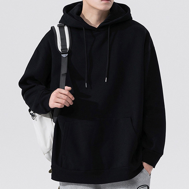 엠씨티 남녀공용 DY 3단쭈리 무지 오버핏 후드티