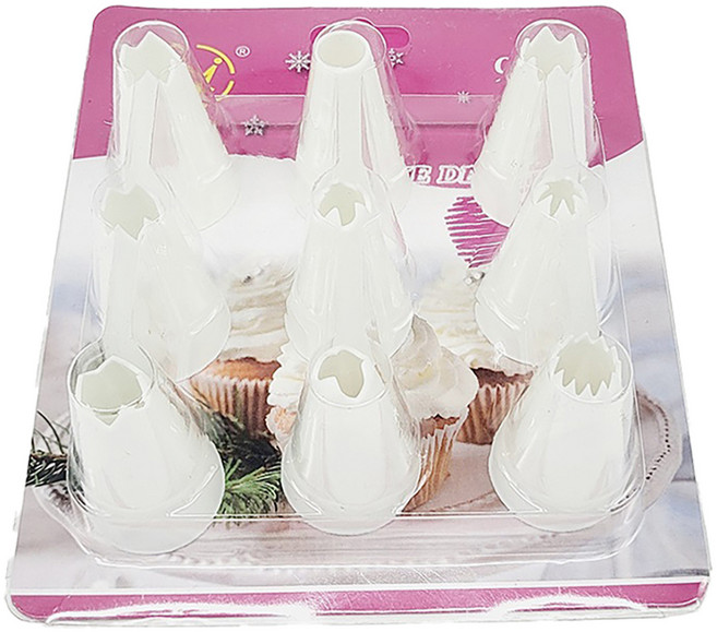 신일홈베이킹마트 플라스틱 모양 깍지 세트, 화이트, 모양 깍지 9종, 1세트