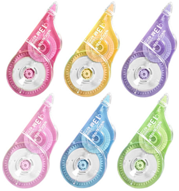 다다 대용량 수정테이프 13m, 혼합색상, 6개