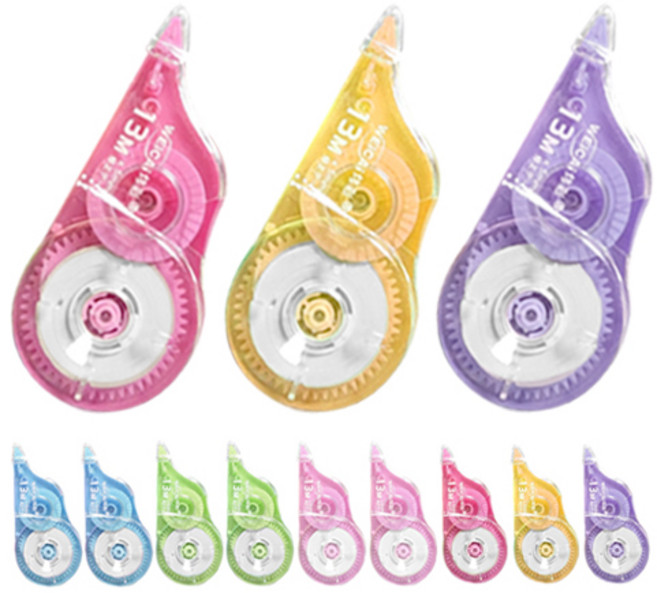 다다 대용량 수정테이프 13m, 혼합색상, 12개