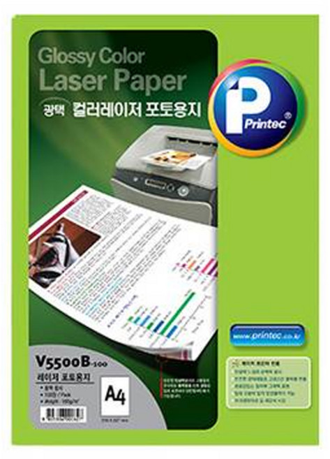 프린텍 칼라레이저 포토용지 160g V5500B-100, A4, 100개