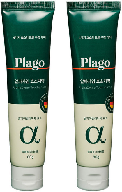 플라고 반려동물 알파자임 효소 치약, 80g, 2개