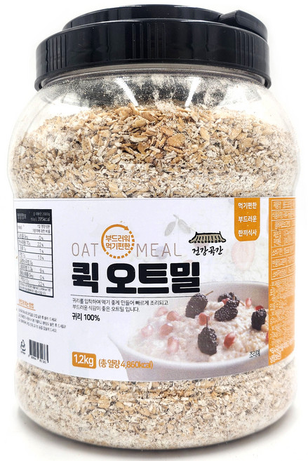 건강곡간 부드러워 먹기편한 퀵 오트밀 통, 1.2kg, 1개