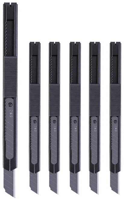 델리 슬림 블랙컷터날 소형 칼 TD202, 혼합색상, 6개