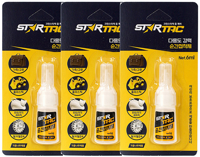 크린스타 스타택 다용도 순간접착제 6ml, 3개