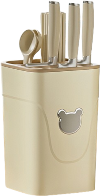 스윗브릿지 물빠짐 칼꽂이 수저통, 베이지, 1개