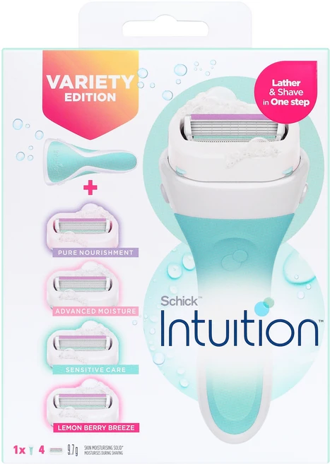 인튜이션 혼합기획팩 여성제모기 그린 핸들 + 면도날 4개입, 5개입, 1개 - 쿠팡