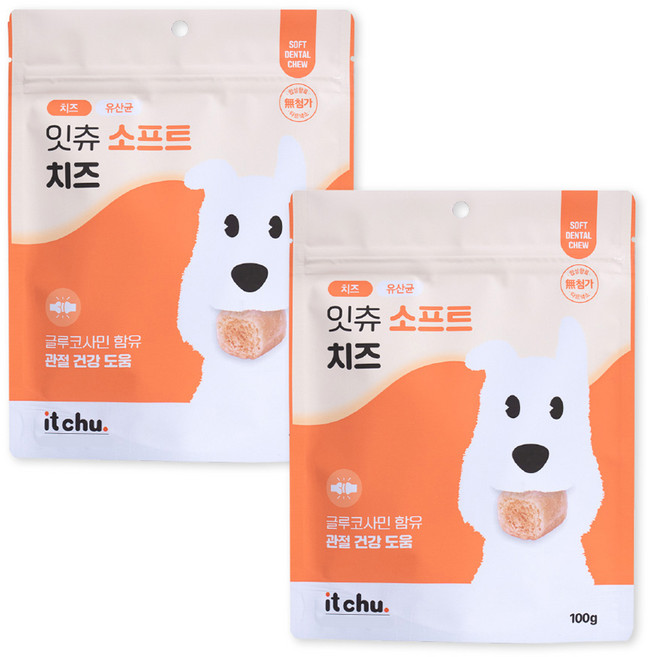 잇츄 강아지 소프트 껌, 치즈, 100g, 2개