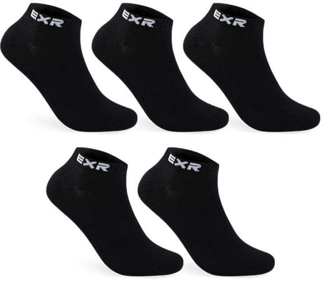 EXR 남성용 퍼포먼스 논쿠션 스니커즈 양말 5족 세트, 블랙, 1세트