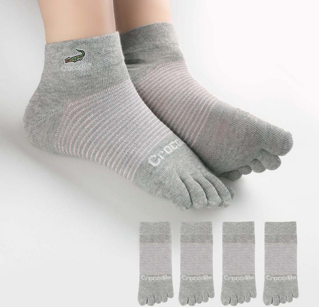 크로커다일 여성용 발이 숨쉬는 자수 발가락 스니커즈 양말 CD315 4족 세트