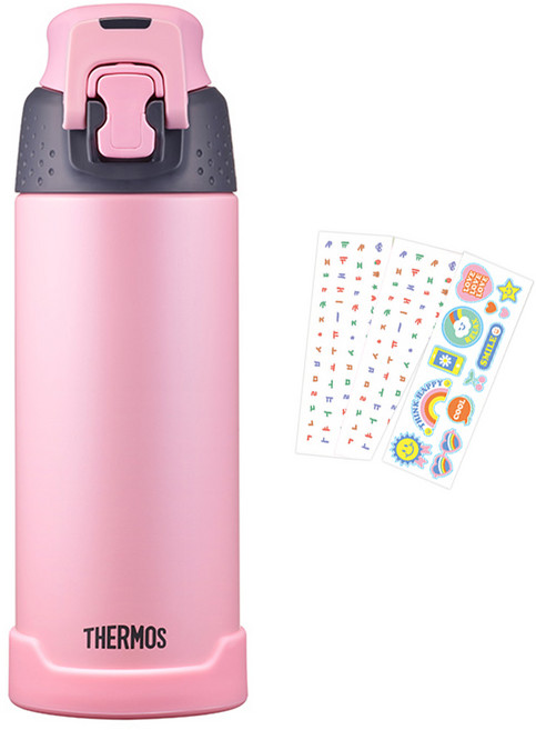 써모스 마이 디자인 액티비티 보틀 500ml + 테마 랜덤발송 + 네이밍 스티커 2p 세트 FJH-500K, 파스텔 핑크, 1세트