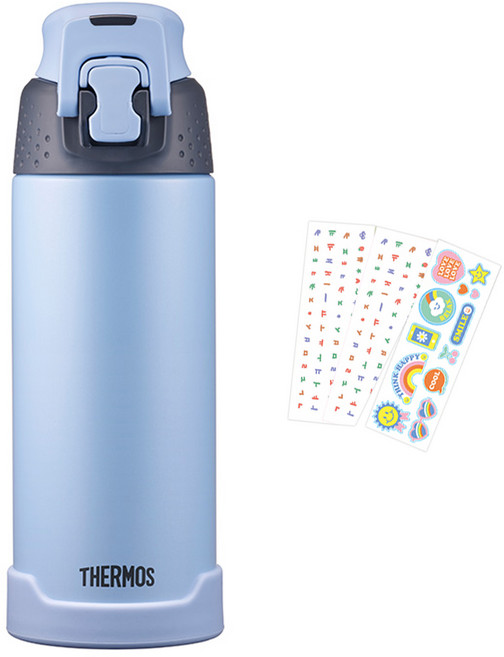 THERMOS 膳魔師 My Design 活動水瓶 + 主題隨機出貨 + 姓名貼紙 2p 組 FJH-500K, 粉藍色, 500ml, 1套