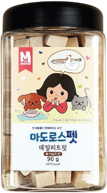 마도로스펫 반려동물 데일리 트릿 동결건조간식, 혼합맛(북어/치킨), 90g, 1개