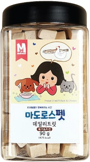 마도로스펫 반려동물 데일리 트릿 동결건조간식, 혼합맛(북어/치킨), 90g, 1개 - 쿠팡