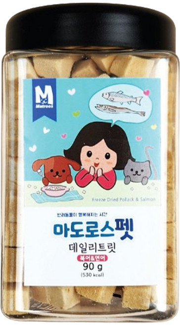마도로스펫 강아지 데일리트릿 북어 & 연어, 혼합맛(북어/연어), 90g, 1개