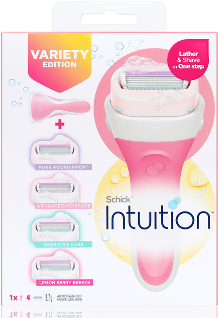 인튜이션 버라이어티 모이스춰 핑크 여성 면도기 + 여분날 4p, 1개