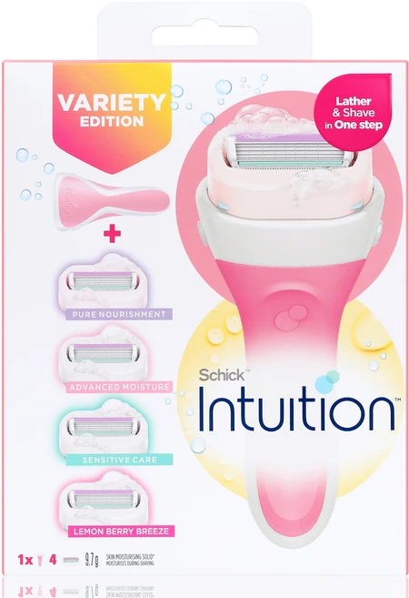 인튜이션 버라이어티 모이스춰 핑크 여성 면도기 + 여분날 4p, 5개입, 1개 - 쿠팡