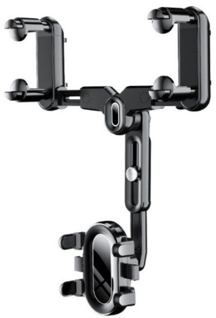 지리즈 차량용 360회전 각도조절 스마트폰 거치대 룸미러형, 1개, 블랙