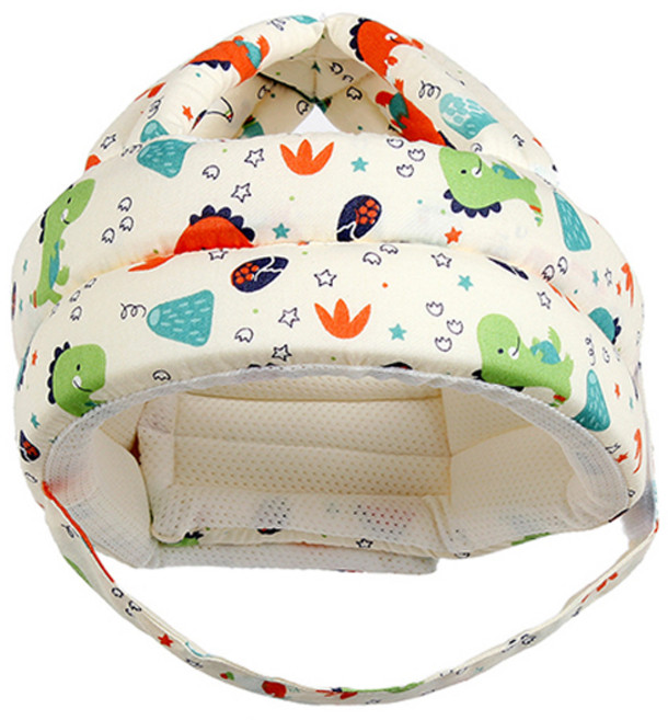 조이멀티 유아용 공룡패턴 머리쿵 헬멧형 쿠션 머리보호대, 그린공룡, 1개