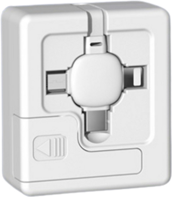 푸트로랩 USB A타입-멀티단자 아날로그TV모양 거치겸용 충전케이블, 1.2m, 화이트, 1개