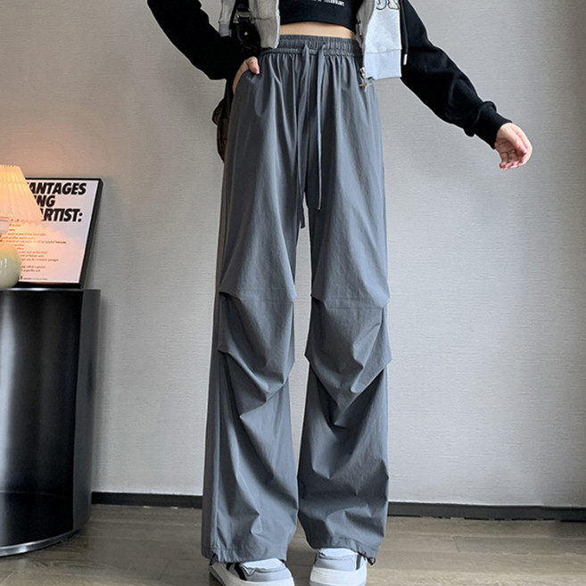 Elsso 女款膝蓋抓皺鬆緊帶寬褲
