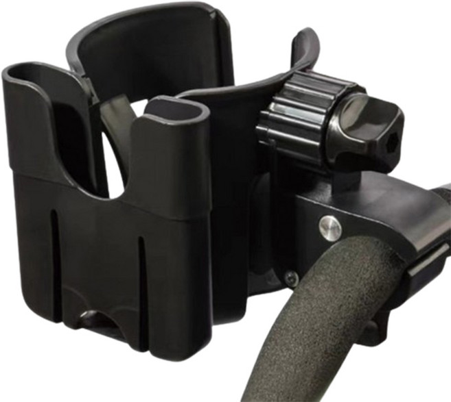 808 2 in 1 듀얼 유모차 휴대폰 컵홀더 거치대 2구, 블랙, 1개