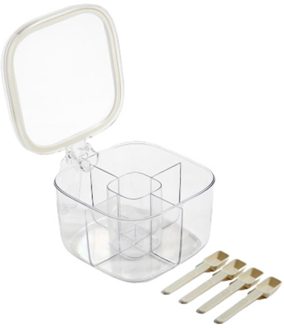 모다키친 4칸 분할 양념보관통 + 스푼 4p 세트, 1세트