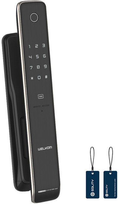 솔리티 웰콤 지문인식 푸시풀 손잡이 있음 도어락, WP-4500B, 고객직접설치