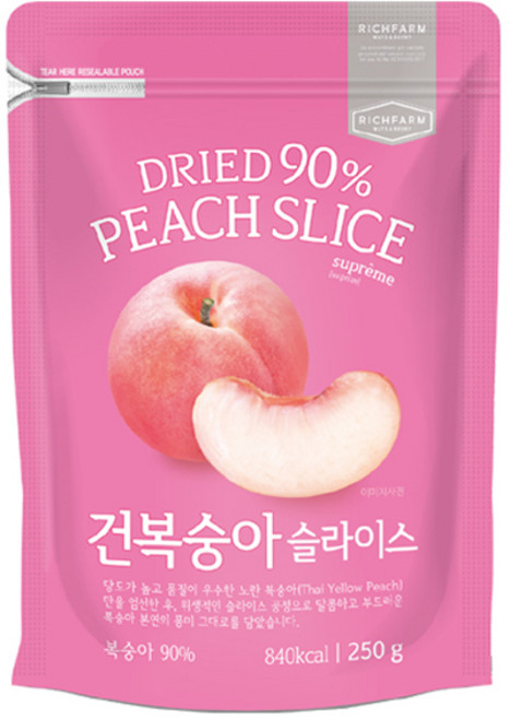 리치팜너트 건복숭아 슬라이스, 250g, 1개