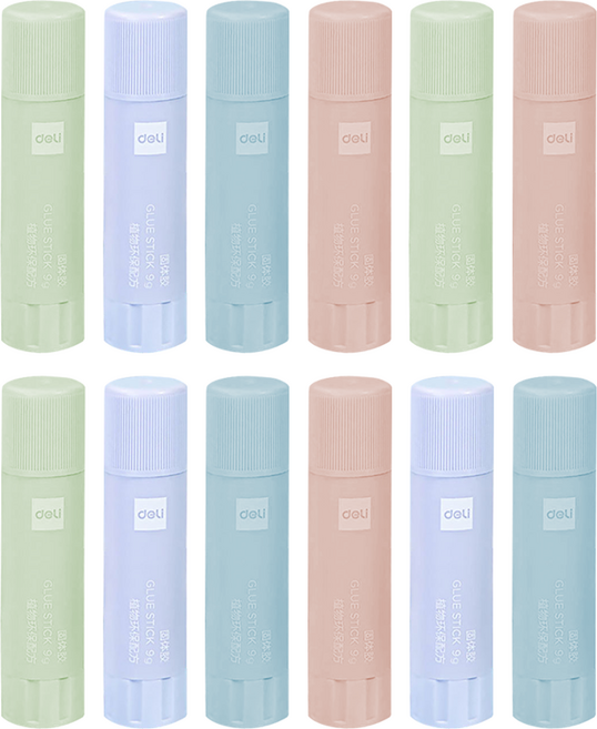 델리 옥수수분말 글루스틱 고체풀 4종 x 3세트, 9g, 1세트