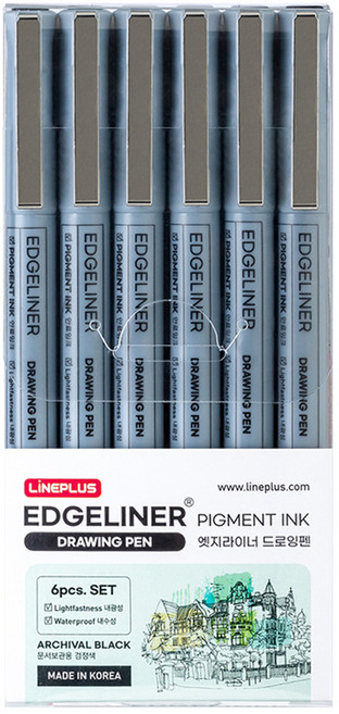 라인플러스 엣지라이너 드로잉펜 6종 세트 0.5mm, 흑색, 1세트