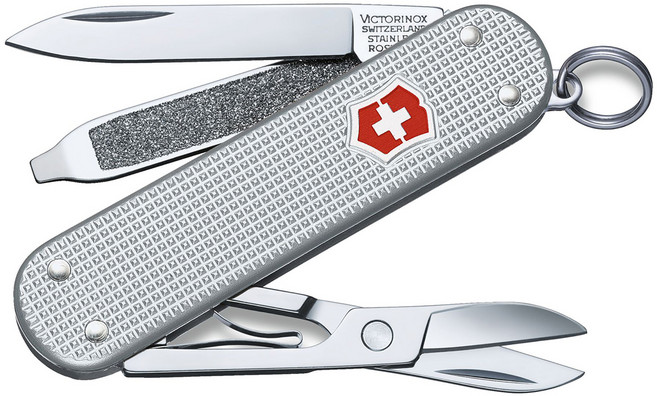 빅토리녹스 클래식 알록스 스몰 포켓 스위스 아미 나이프 0.6221.26, 실버, 1개