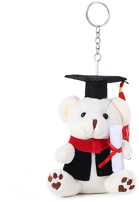 다다랜드 졸업 축하 학사모 곰돌이 키링, 18cm, 화이트, 1개